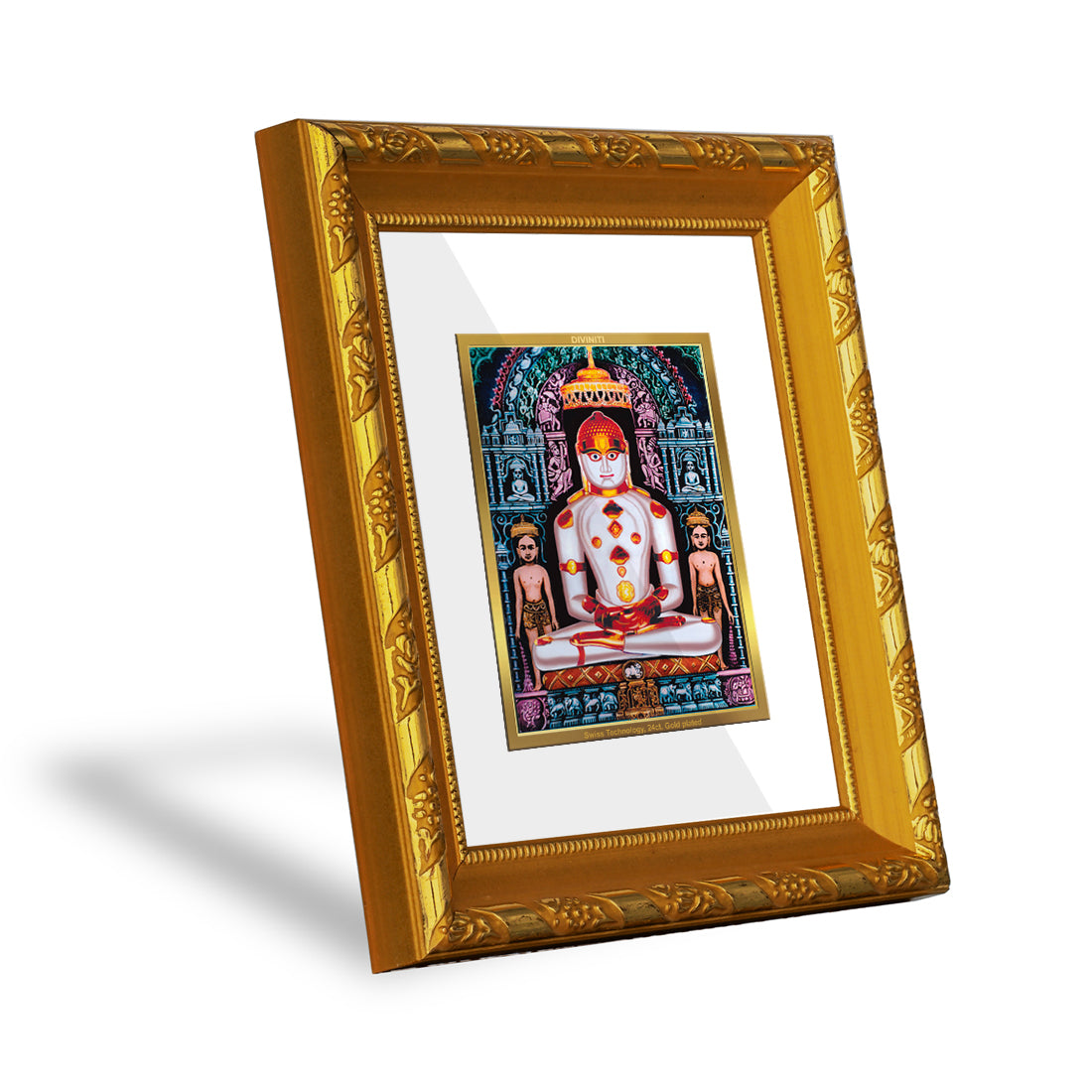 DIVINITI 24K Gold Plated Foil Adinath Photo Frame for Home Decor Showpiece, Festival Gift DG 103 Size 1 (15.3x14.9 CM)