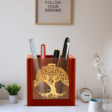 Load image into Gallery viewer, MDF Pen Holder with 24K Gold Plated Tree of Life Frame For Corporate Gifting
