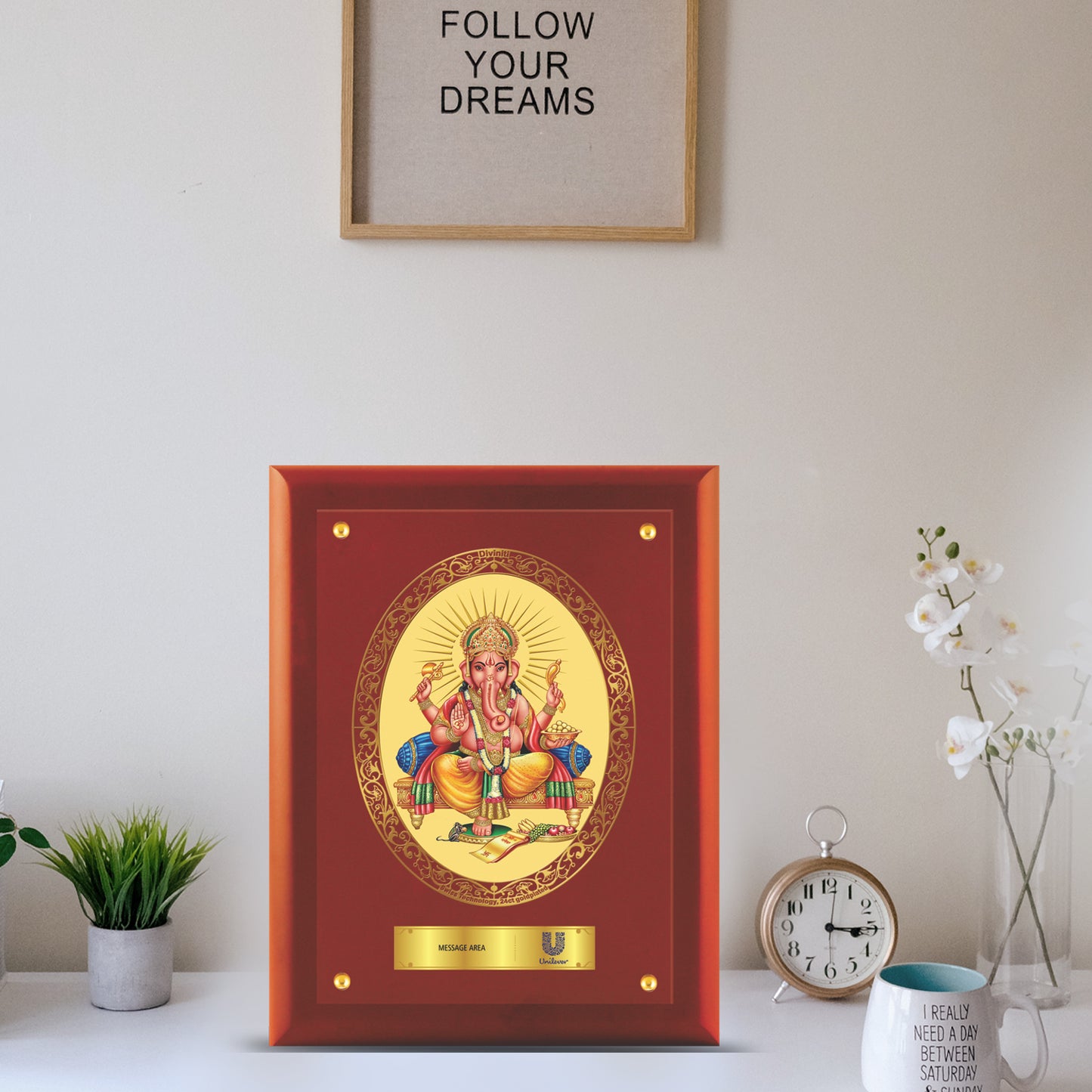 24K Gold Plated Ganesha Customized Photo Frame For Corporate Gifting