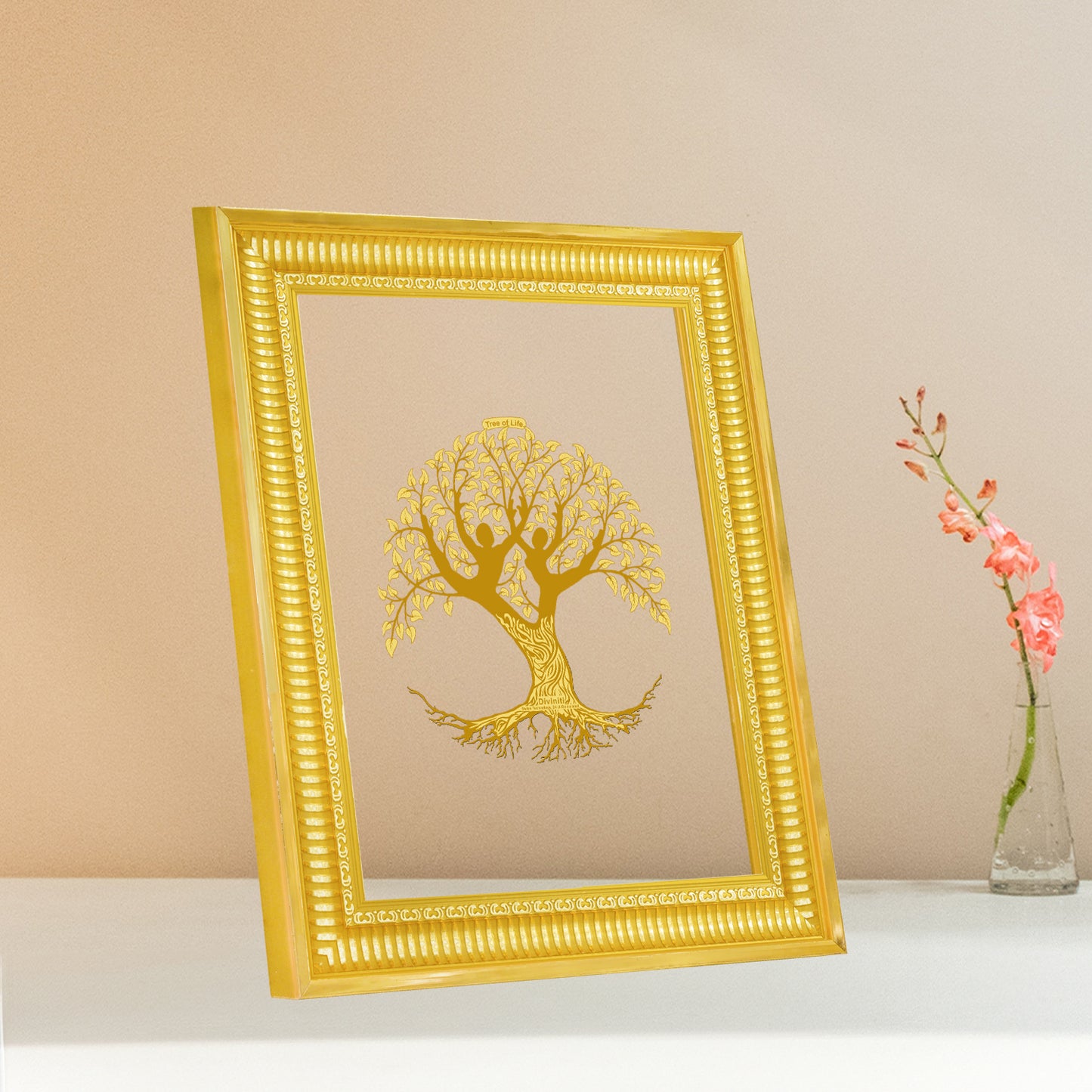 Diviniti 24K Gold Plated Tree Of Life Photo Frame for Personalized Gift for Birthday, Marriage Anniversary & Celebration With Loved Ones DG022S4 (44x36.5 CM)