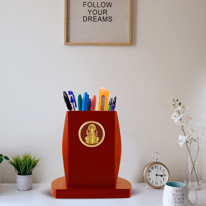 Customized Pen Holder With 24K Gold Plated Divine Frame For Corporate Gifting (12 x 14.5 CM)