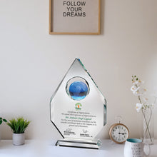 Load image into Gallery viewer, Customized Crystal Trophy with Matter Printed For Corporate Gifting
