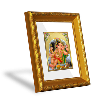 DIVINITI 24K Gold Plated Foil Bal Ganesha Photo Frame for Home Wall Decor, Festival Gift DG 103 Size 1 (15.3x14.9 CM)