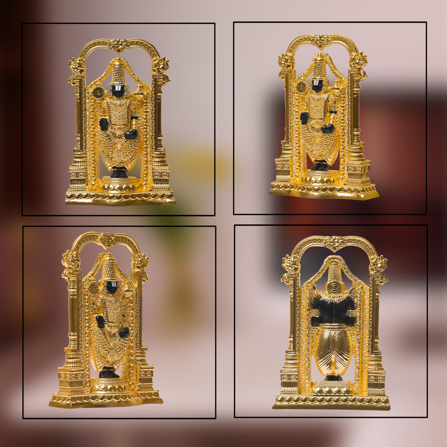 Diviniti Tirupati Balaji Idol for Home Decor| 24K Gold Plated Sculpture of Tirupati Balaji for Home, Office, Temple and Table Decoration| Religious Idol For Pooja, Gift 20X13CM)