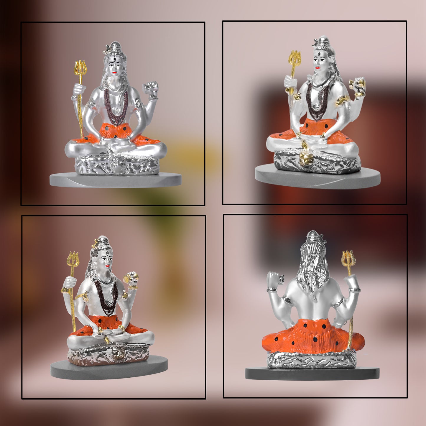 DIVINITI 999 Silver Plated Lord Shiva Statue Spiritual Power, Peace Idol For Car Dashboard, Home Decor, Table Decor, Puja Room, Luxury Gift (8x7 CM)