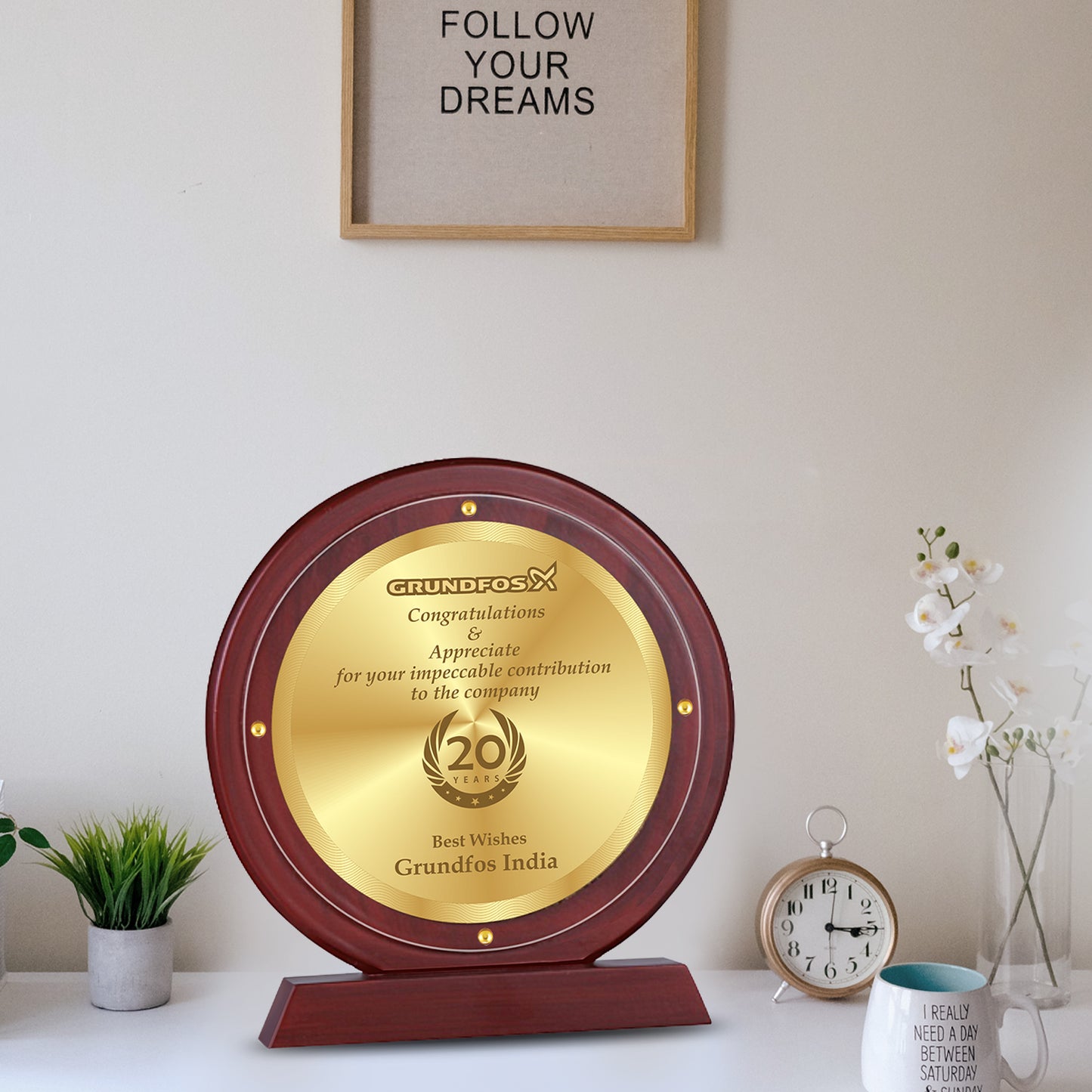 Customized MDF Memento With Matter Printed on 24K Gold Plated Foil For Corporate Gifting