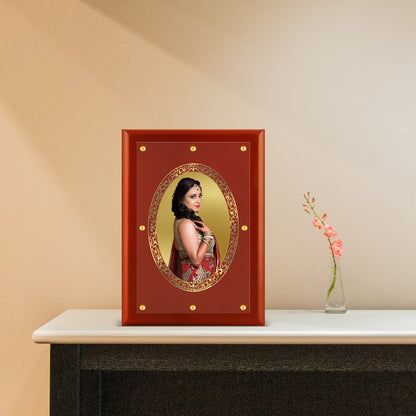 Diviniti Photo Frame With Customized Photo Printed on 24K Gold Plated Foil| Personalized Gift for Birthday, Marriage Anniversary & Celebration With Loved Ones|MDF Frame Size 4.5