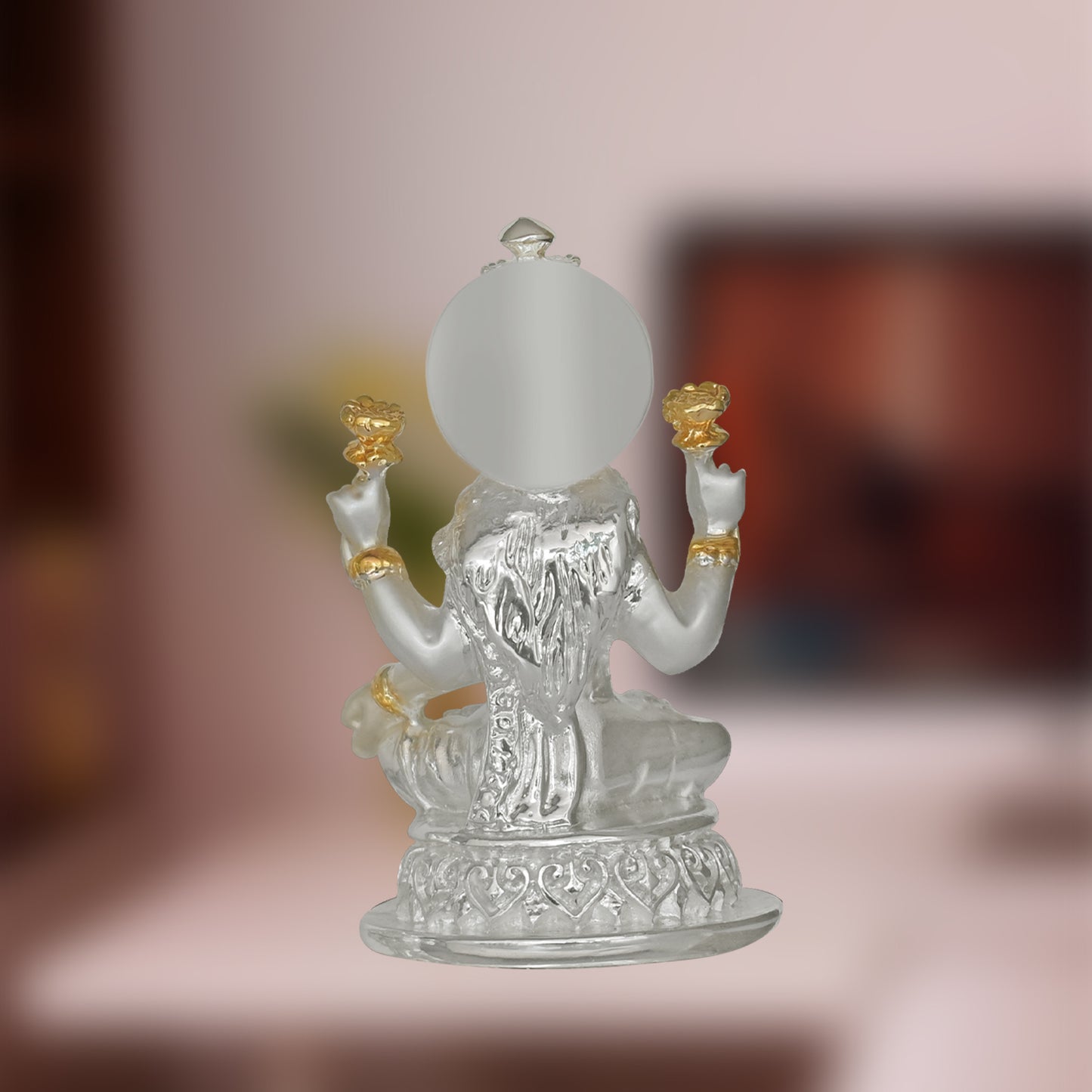 DIVINITI 999 Silver Plated Goddess Lakshmi Idol For Home Decor, Table Decor, Puja Room, Luxury Gift (10.5x5.5 CM)