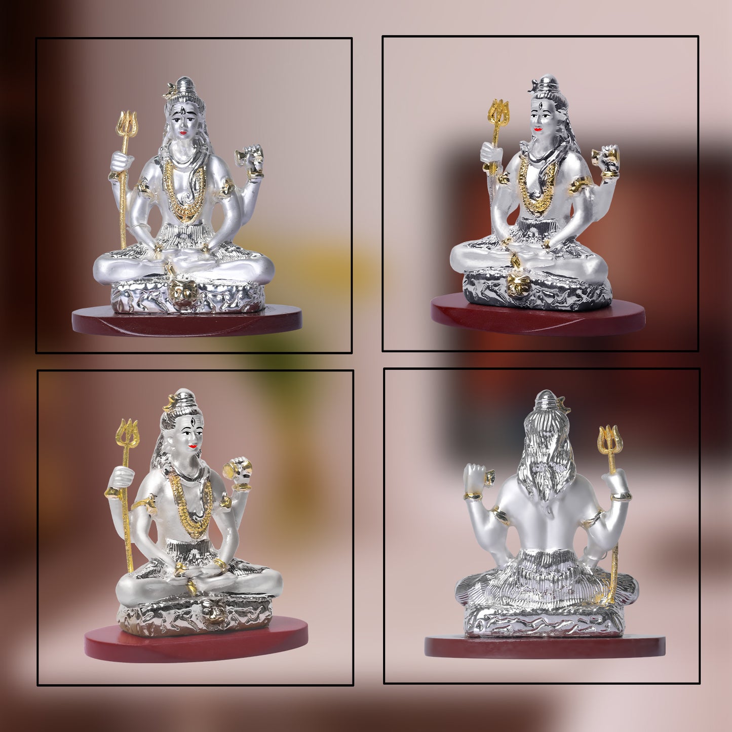 DIVINITI 999 Silver Plated Lord Shiva Statue Idol For Home Decor, Car Dashboard, Table Top, Luxury Gift, Puja Room (8x7 CM)