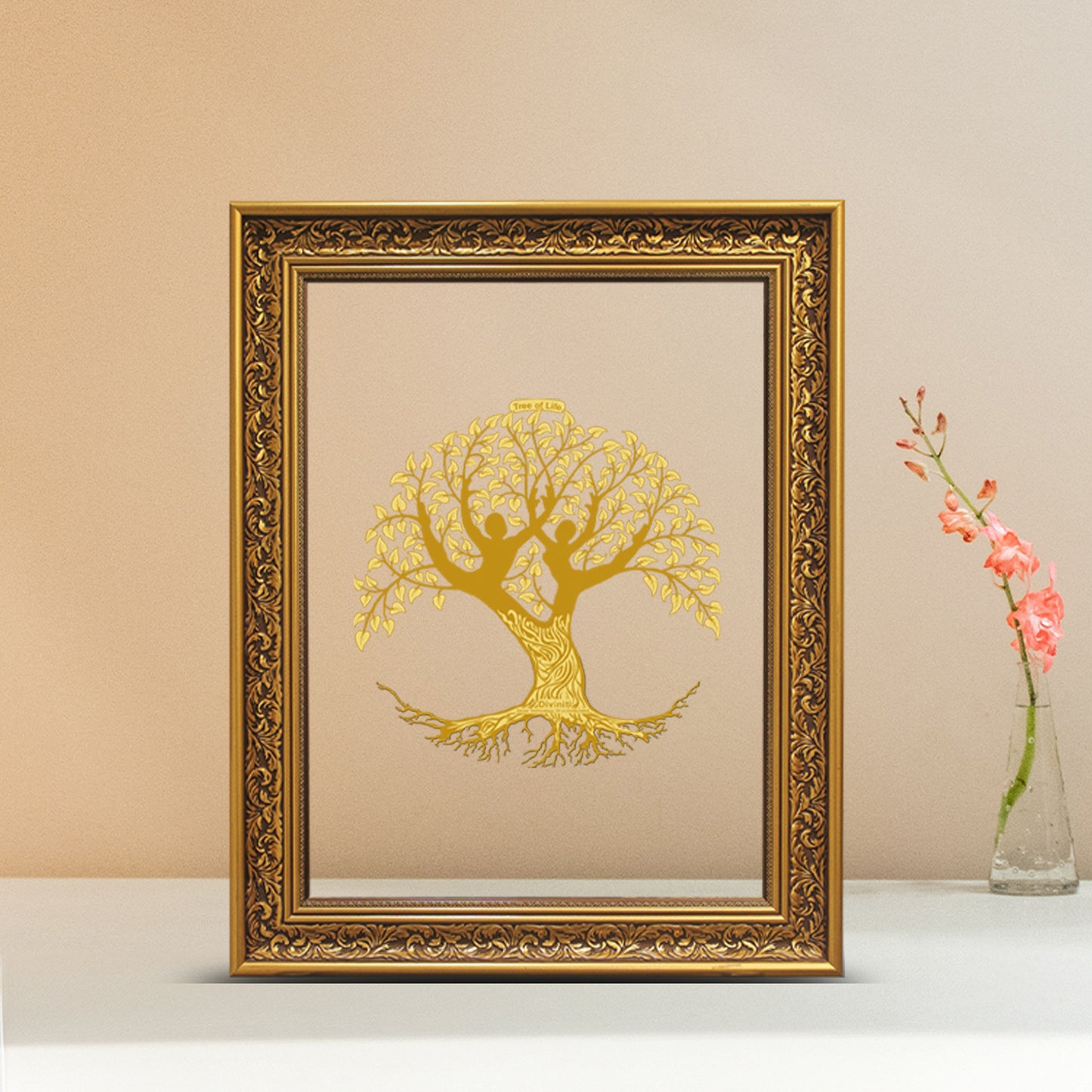 Diviniti 24K Gold Plated Tree of Life Photo Frame For Home Decor & Wall Hanging (56 X 71 CM)