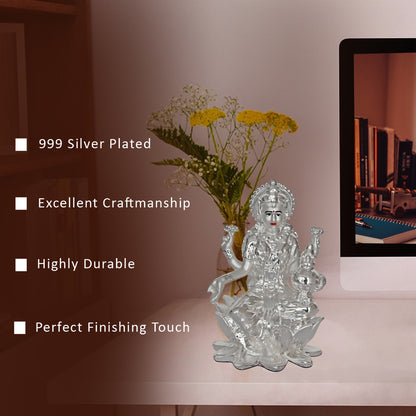 Diviniti 999 Silver Plated Lakshmi Mata Idol for Home Decor, Table Top, Puja Room, Gift (8X5.5CM)