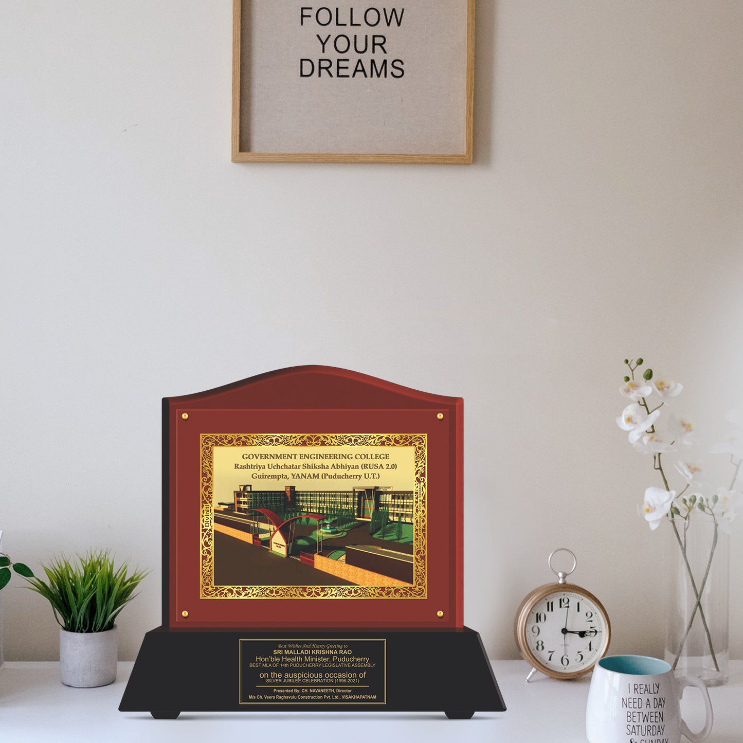 Customized MDF Memento With Image Printed on 24K Gold Plated Foil For Corporate Gifting