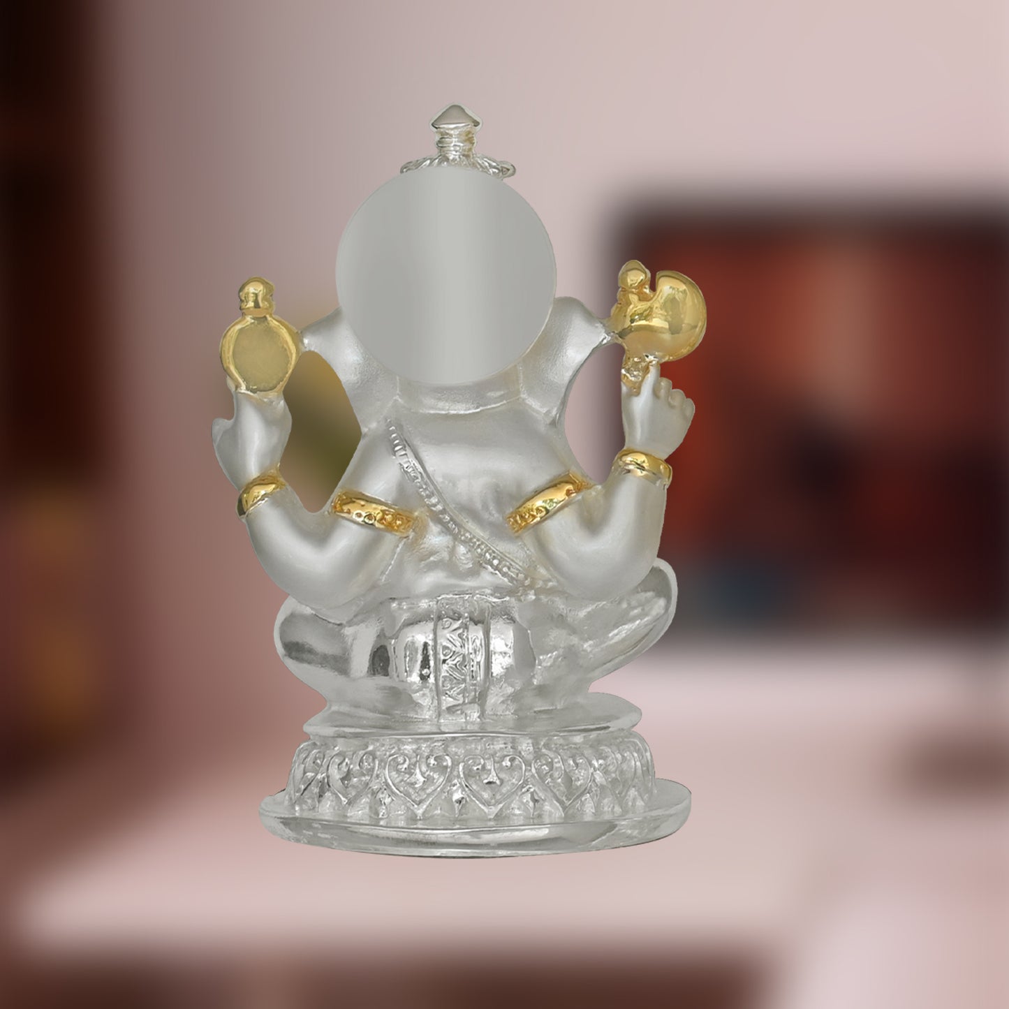 DIVINITI 999 Silver Plated Elephant Face Lord Ganesha Idol For Home Decor, Table Decor, Puja Room, Luxury Gift (10.5x5.5 CM)