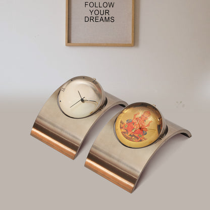 Customized SS Table Top With Watch & 24K Gold Plated Frame For Corporate Gifting