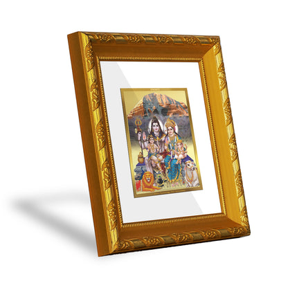 DIVINITI 24K Gold Plated Foil Shiv Parivar Photo Frame for Home Decor, Festival Gift, Puja DG 103 Size 1 (15.3x14.9 CM)