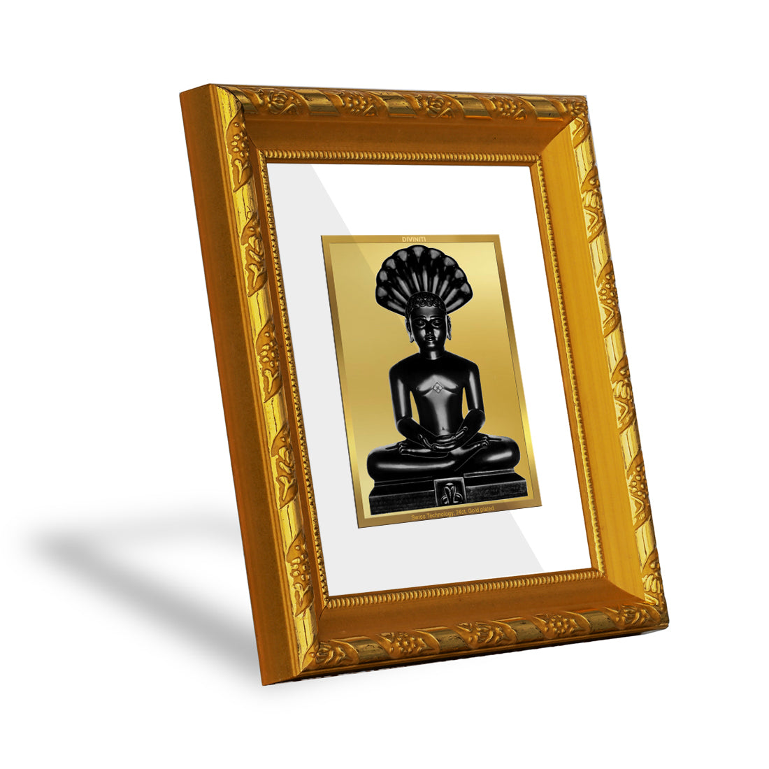 DIVINITI 24K Gold Plated Foil Parshvanatha Religious Photo Frame for Home Wall Decor, Prayer DG 103 Size 1 (15.3x14.9 CM)