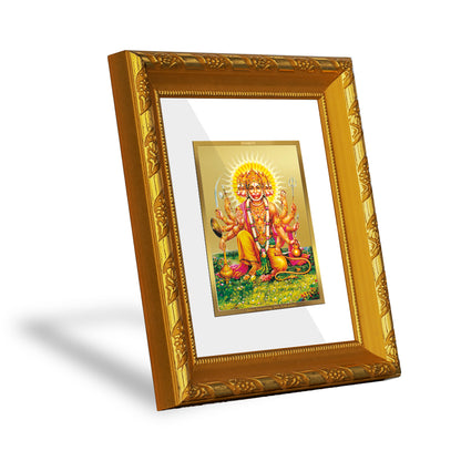 DIVINITI 24K Gold Plated Foil Lord Panchmukhi Hanuman Photo Frame for Living Room, Wall Decor DG 103 Size 1 (15.3x14.9 CM)