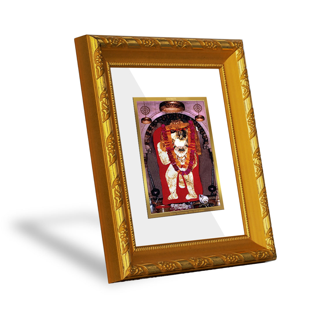 DIVINITI 24K Gold Plated Foil Mahendipur Balaji Photo Frame for Home Decor, TableTop, Puja DG 103 Size 1 (15.3x14.9 CM)