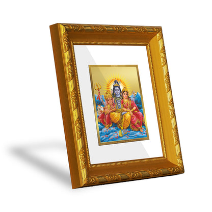 DIVINITI 24K Gold Plated Foil Shiv Parivar Religious Photo Frame for Home Decor, Tabletop DG 103 Size 1 (15.3x14.9 CM)