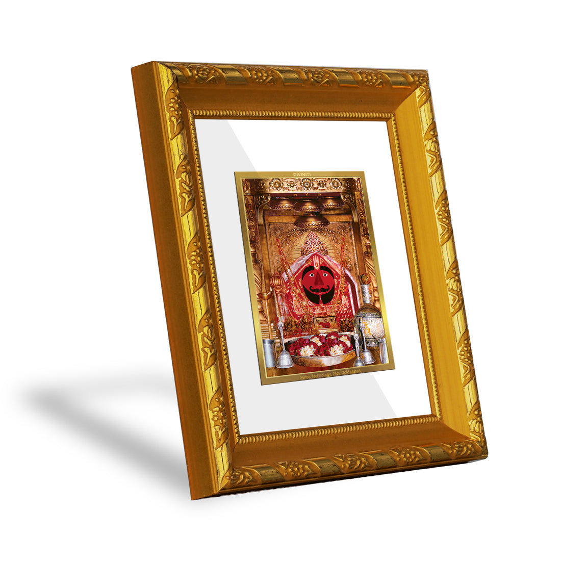 DIVINITI 24K Gold Plated Foil Salasar Balaji Photo Frame for Home Decor, Worship, Festive Gift DG 103 Size 1 (15.3x14.9 CM)