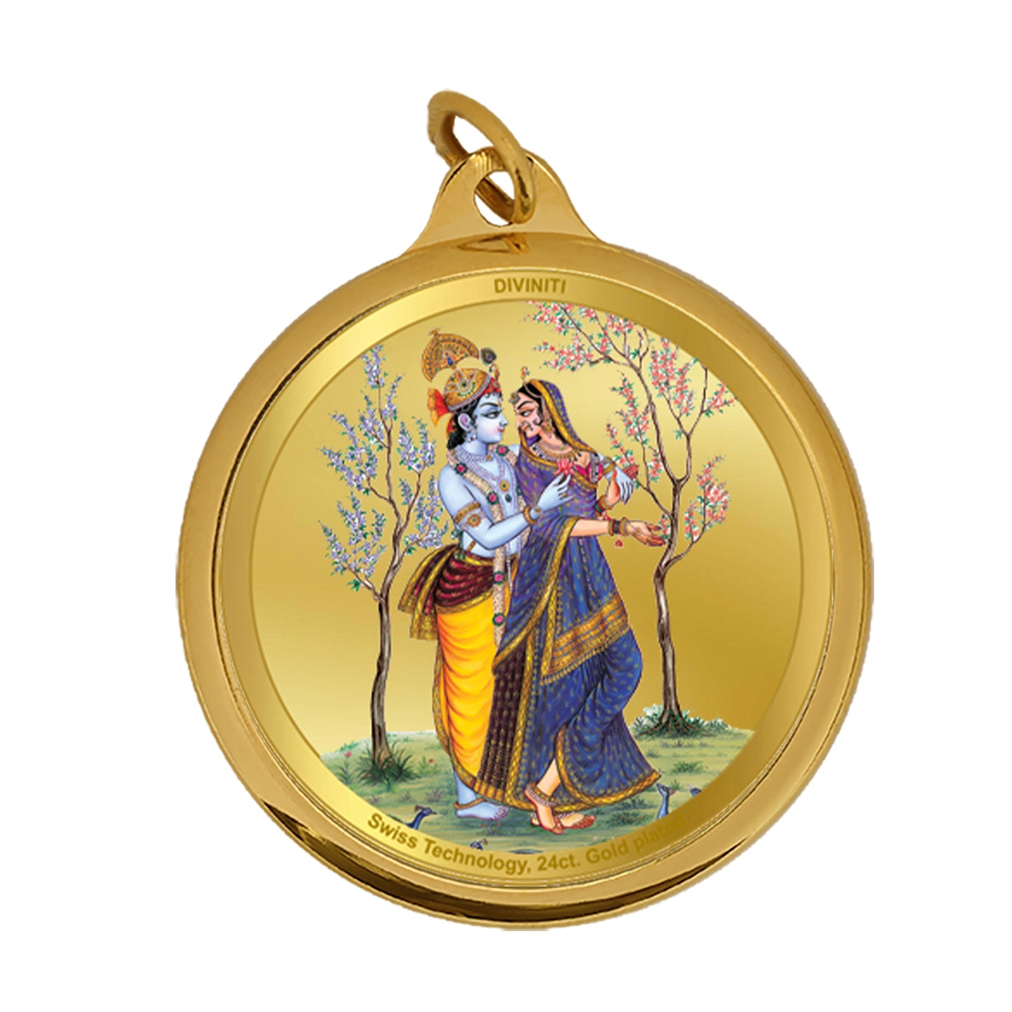 Diviniti 24K Gold Plated Radha Krishna & Laddu Gopal 18MM Double Sided Pendant For Men, Women & Kids