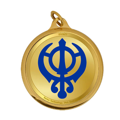 Diviniti 24K Double sided Gold Plated Pendant  KHANDA SAHIB & EK OMKAR|18 MM Flip Coin (1 PCS)