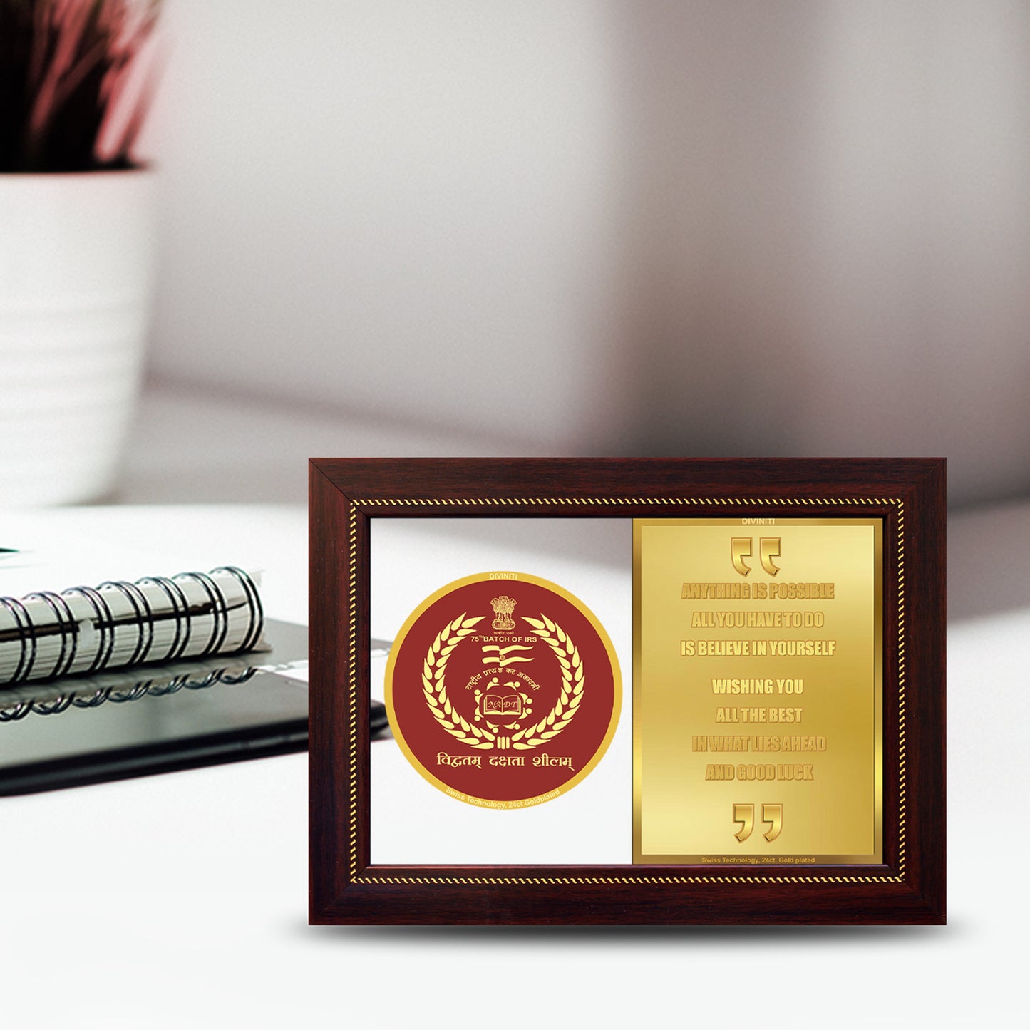 Customized DG Memento With Matter Printed on 24K Gold Plated Foil For Corporate Gifting