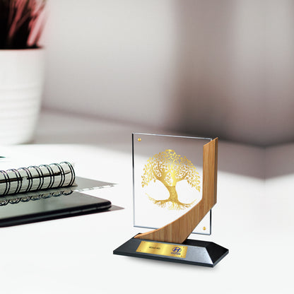 Customized MDF Base Acrylic Trophy with 24K Gold Plated Foil For Corporate Gifting