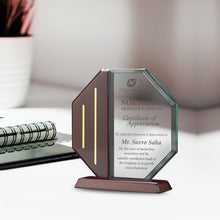 Load image into Gallery viewer, Customized MDF Base Acrylic Trophy with Matter Printed For Corporate Gifting
