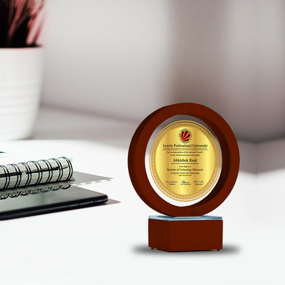 Customized MDF Trophy with Matter Printed On 24K Gold Plated Foil For Corporate Gifting