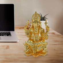 Load image into Gallery viewer, DIVINITI 24K Gold Plated Lord Ganesha Idol | Exquisite Divine Statue for Home Decor, Office, Pooja Room &amp; Gift (18x12 CM)
