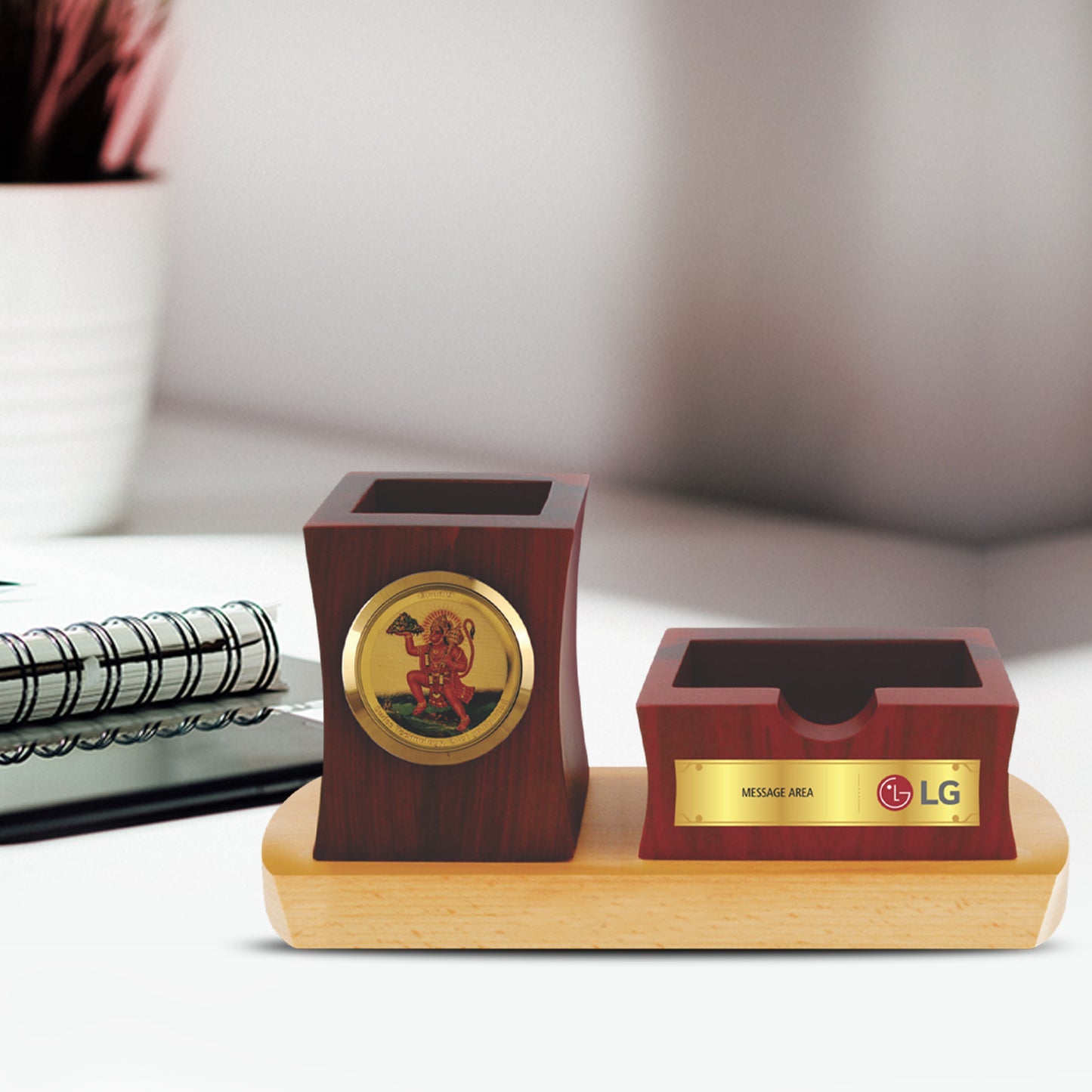 Customized MDF Pen & Pad Holder With 24K Gold Plated Frame For Corporate Gifting