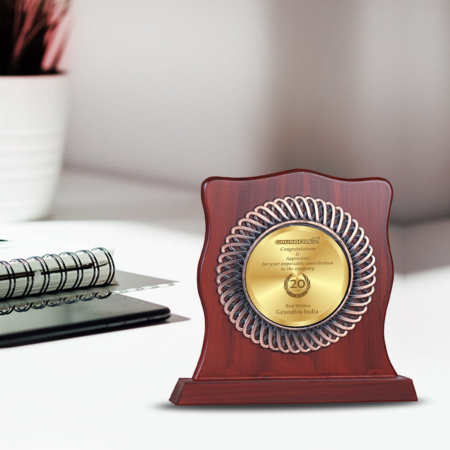 Customized MDF Memento With Matter Printed on 24K Gold Plated Foil For Corporate Gifting