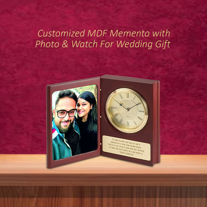 Diviniti Customized MDF Memento with Photo & Watch For Wedding Gift