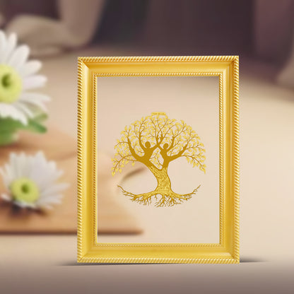 Diviniti 24K Gold Plated Tree of Life Photo Frame For Home Decor & Wall Hanging, Table Top, Puja Room & Gift DG056S3 (27.6X35.4 CM)