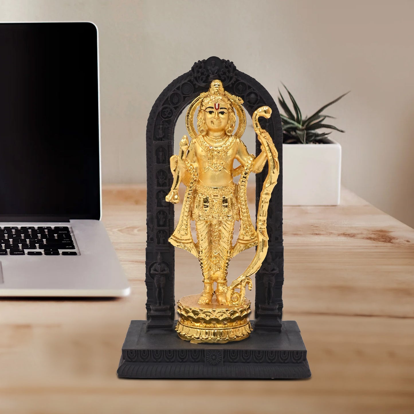 Diviniti 24K Gold-Plated Shri Ram Lalla Ayodhya Statue Exquisite Spiritual Symbol of Devotion for Home Décor, Office, Pooja Room (9.5x5.5 CM)