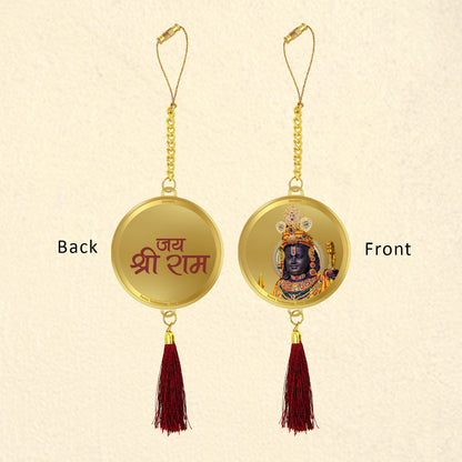 Diviniti 24K Gold Plated Double Sided Ram Lalla & Jai Shri Ram Car Dangler