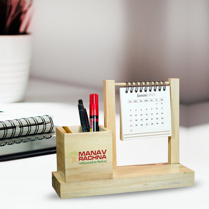 Customized Hanging Table Top Calendar With Pen Holder For Corporate Gifting