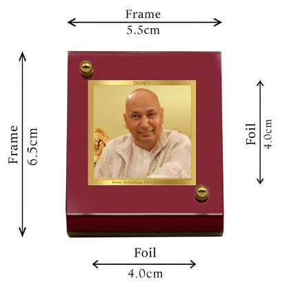 Diviniti 24K Gold Plated Guruji Frame For Car Dashboard, Home Decor, Table, Gift (MDF 1B)(6.5 x 5.5 CM)