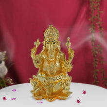 Load image into Gallery viewer, DIVINITI 24K Gold Plated Lord Ganesha Idol | Exquisite Divine Statue for Home Decor, Office, Pooja Room &amp; Gift (18x12 CM)
