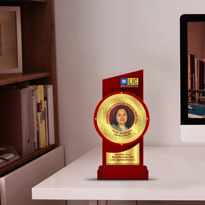 Customized MDF Trophy with Matter Printed On 24K Gold Plated Foil For Corporate Gifting