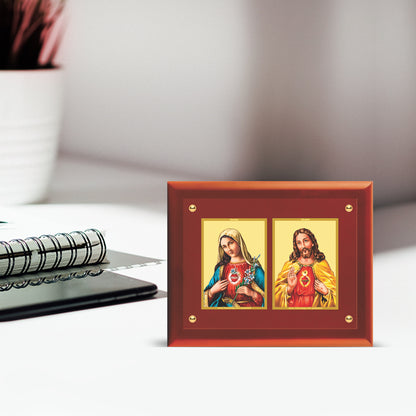 Diviniti 24K Gold Plated Foil Jesus & Mother Mary Wooden Photo Frame for Home Decor, Puja Room, Wall Hanging, Tabletop, Workshop, Gift MDFS3 (30.2x22.7)