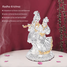 Load image into Gallery viewer, DIVINITI 999 Silver Plated Radha Krishna Beautiful Idol Exquisite Spiritual Symbol of Love Gift for Home &amp; Office Décor (11.5x8 CM)
