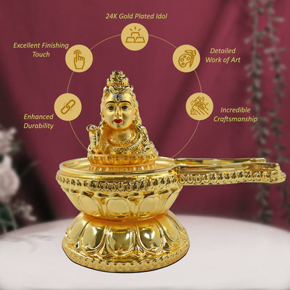 DIVINITI 24K Gold Plated Shiva Lingam Idol | Exquisite Divine Statue for Home Decor, Office Table Top, Pooja Room & Gift (12.5x14CM)