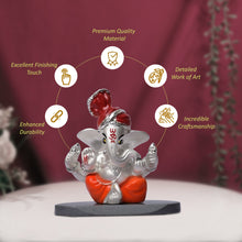 Load image into Gallery viewer, DIVINITI 999 Silver Plated Pagdi Ganesha Idol For Car Dashboard, Home Decor, Table, Gift (7.5 X 7.5 CM)
