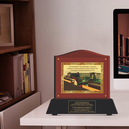 Customized MDF Memento With Image Printed on 24K Gold Plated Foil For Corporate Gifting