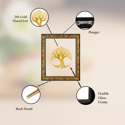 Diviniti 24K Gold Plated Tree of Life Photo Frame For Home Decor & Wall Hanging, Table Top, Puja Room & Gift DG113S3 (27.6X35.4 CM)