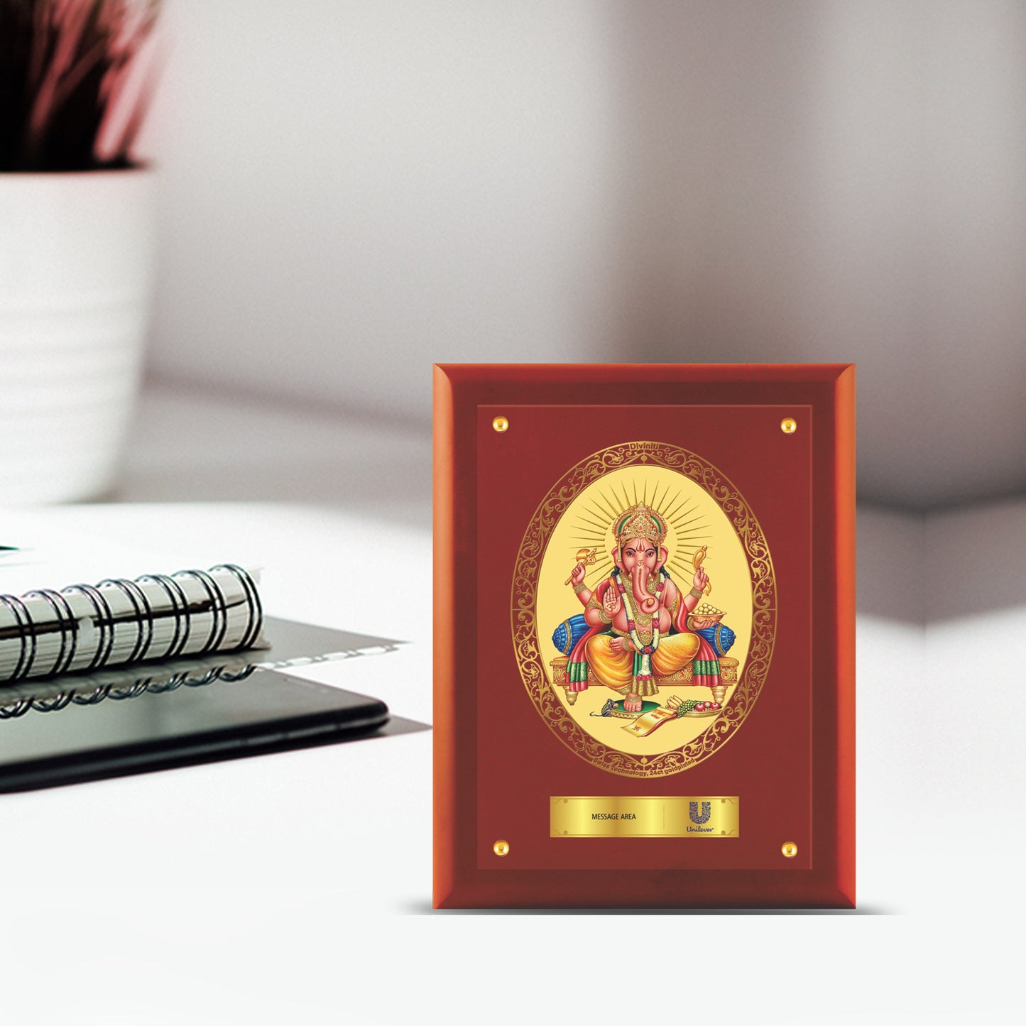 24K Gold Plated Ganesha Customized Photo Frame For Corporate Gifting