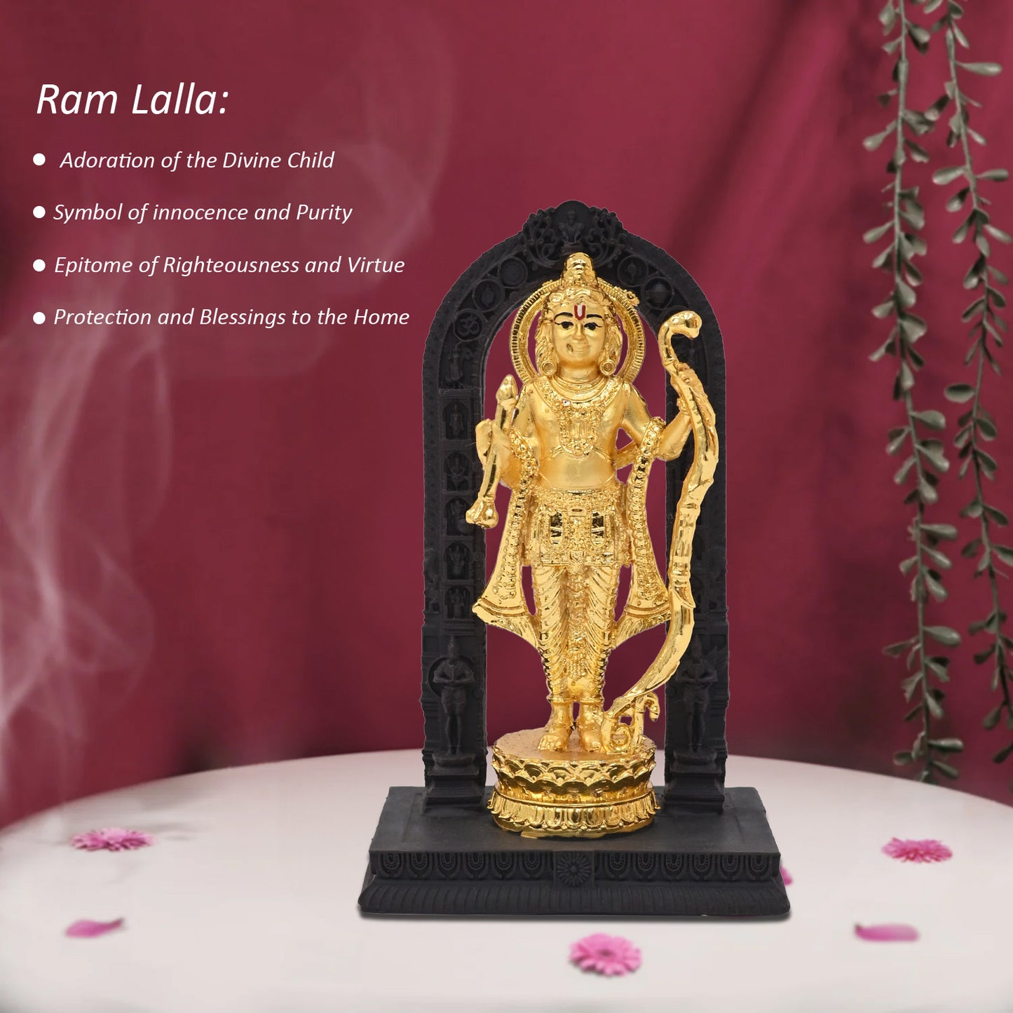 Diviniti 24K Gold-Plated Shri Ram Lalla Ayodhya Statue Exquisite Spiritual Symbol of Devotion for Home Décor, Office, Pooja Room (9.5x5.5 CM)