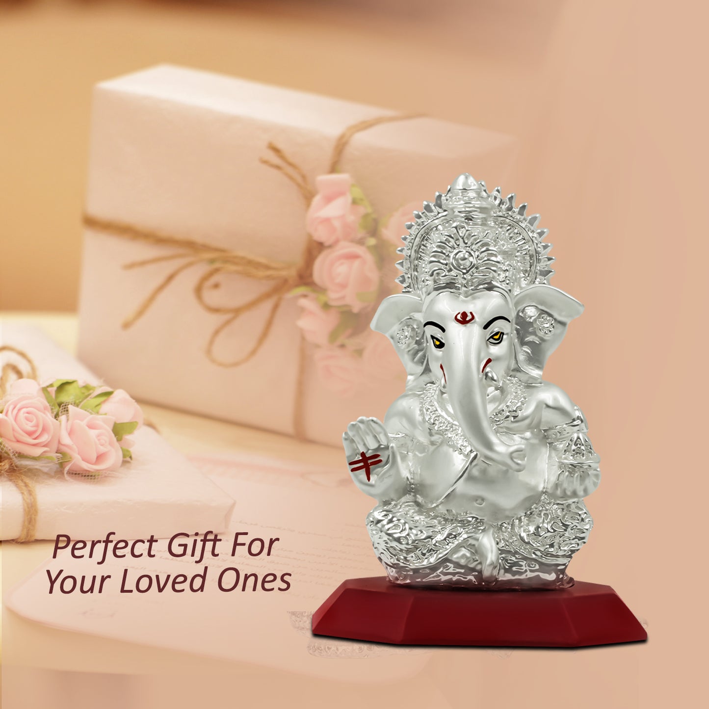 Diviniti 999 Silver Plated Lord Ganesha Statue Idol For Workshop, Office Desk, Home Decor Showpiece, Luxury Gift(10x7 CM)